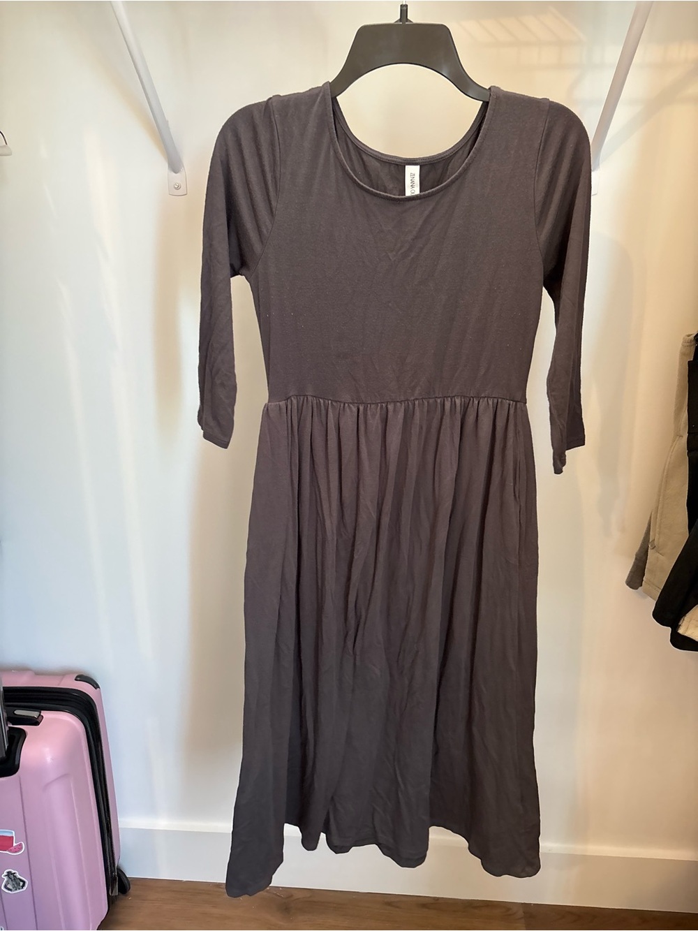 Zenana Outfitters Charcoal Gray Long Sleeve Midi Dress & Red Maxi dress